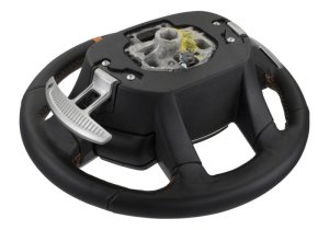 Ford Raptor Steering Wheel Kit - Ford Racing - Raptor Style, Heated - Black Leather with Orange Stitching/Orange Sightline - `15-`17